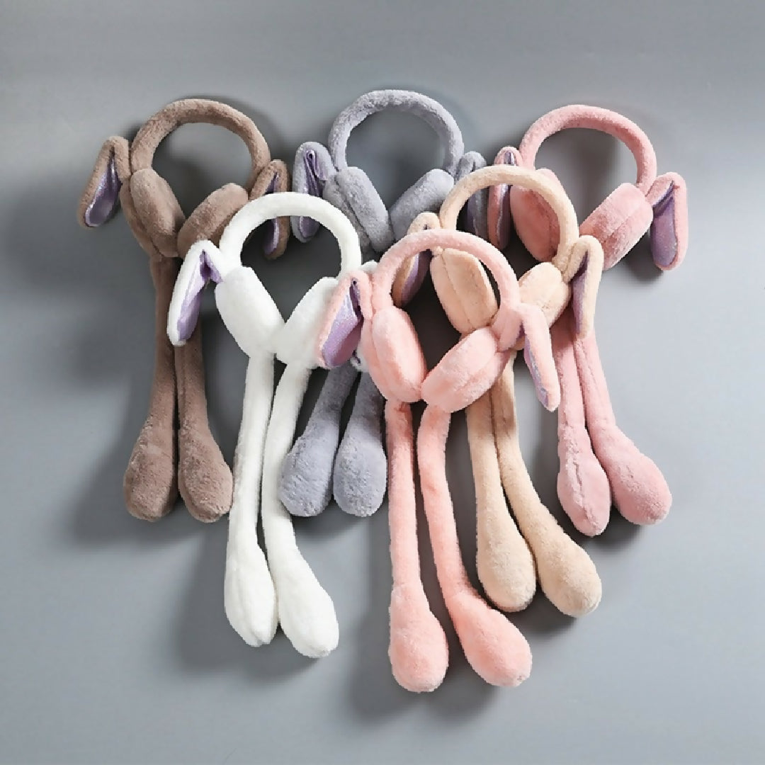 Cute Jumping Rabbit Earmuffs Hat with Moving Ears - Plush Airbag Toy Cap for Kids - Random Color