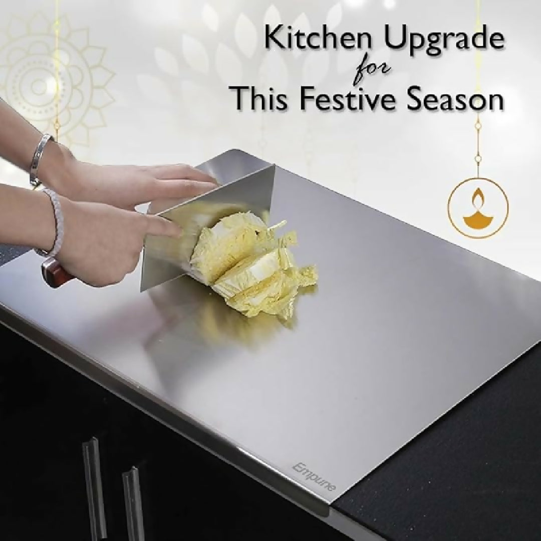 Marble Cutting Board Slab with Pure Stainless Steel Fitting