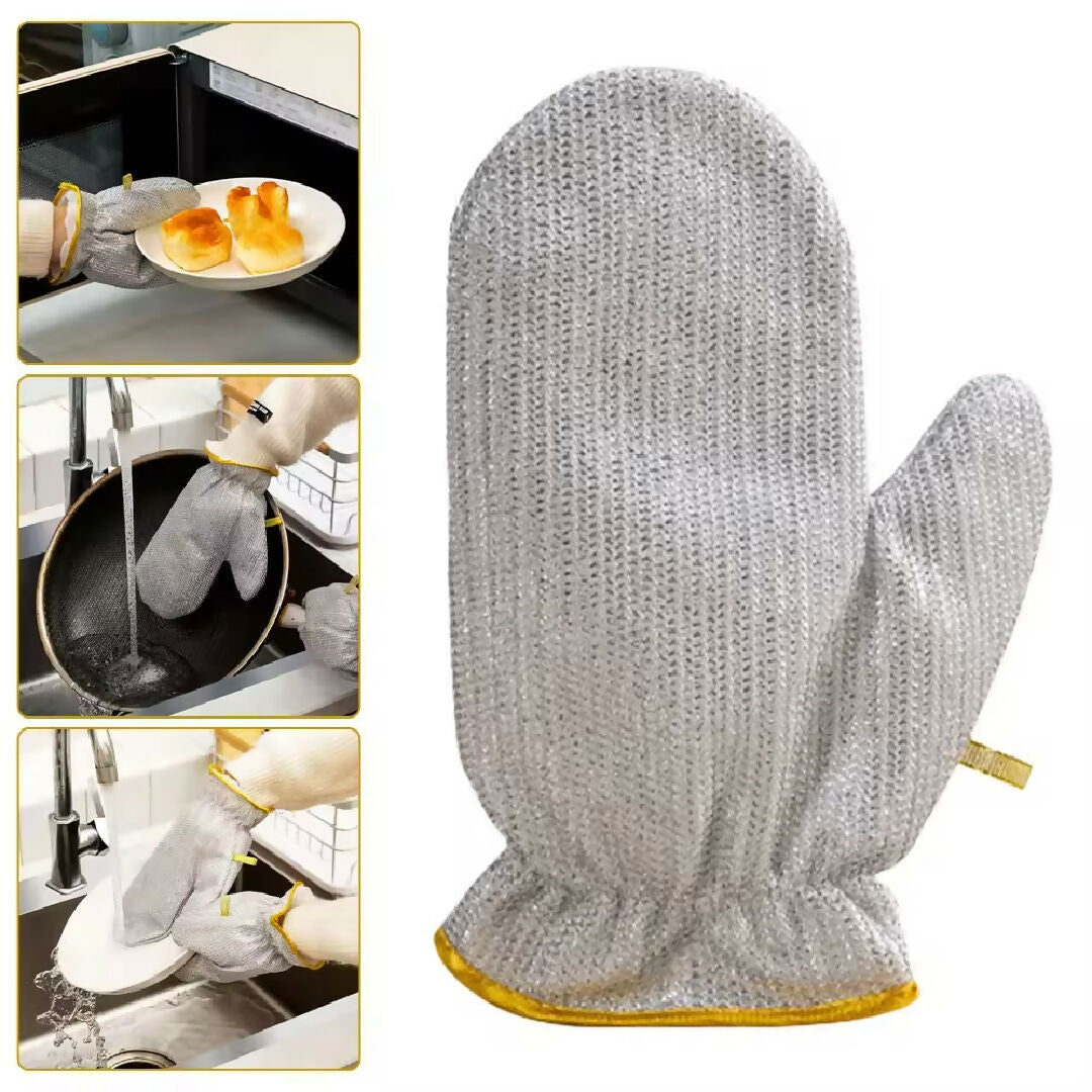 1 pcs Multipurpose Wire Dishwashing Gloves - Dishwashing Rags for Wet and Dry - Steel Wire Miracle Cleaning Cloth with Glove Shape - Non-Scratch Wire Dish Cloths - Anti-heat Aluminium Gloves