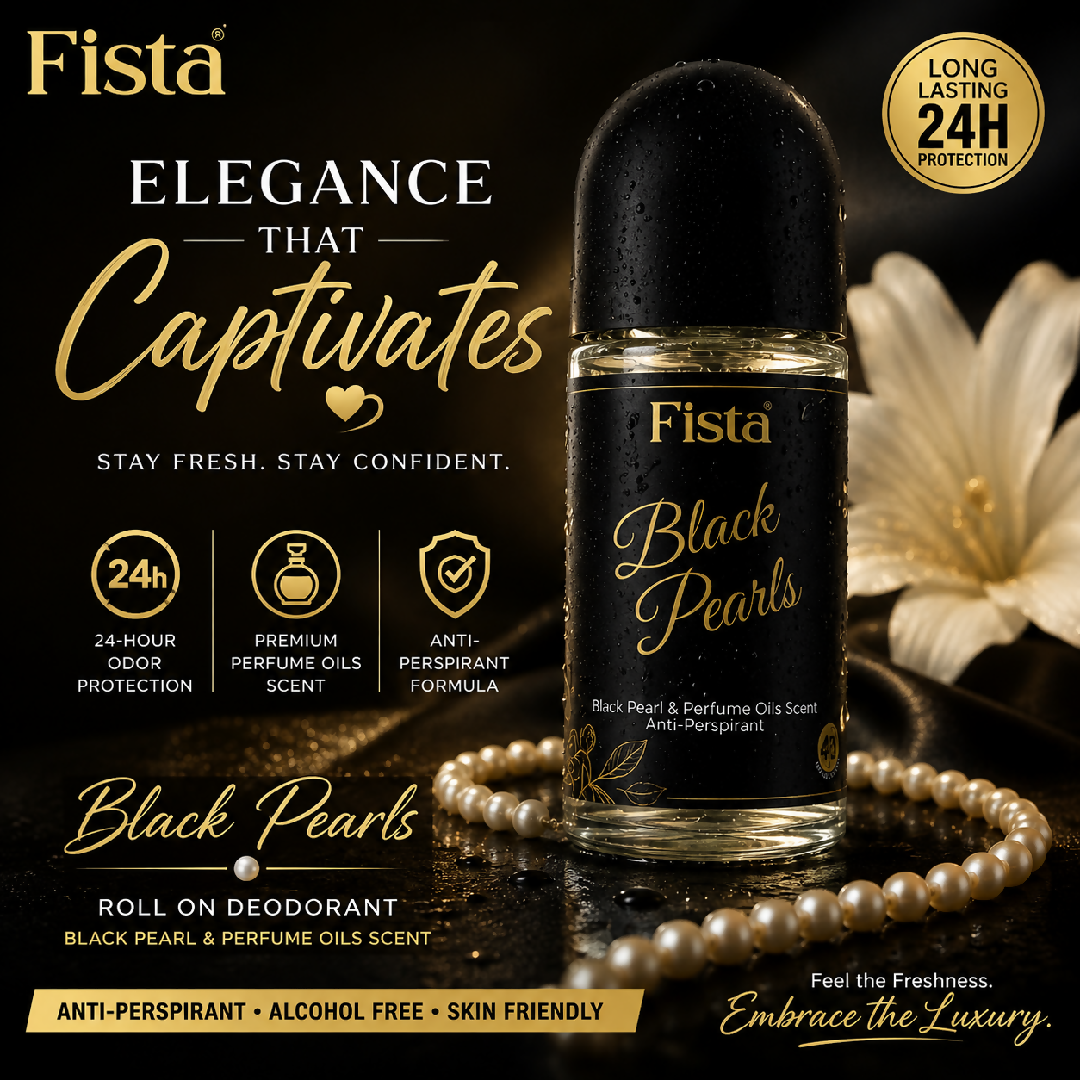 Fista Black Pearls Deodorant Roll On 50ml Perfume Oils Scent Alcohol Free