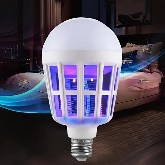 2-in-1 LED Mosquito Killer Bulb 15W Insect Zapper and Energy-Saving Lamp Silent and Chemical-Free