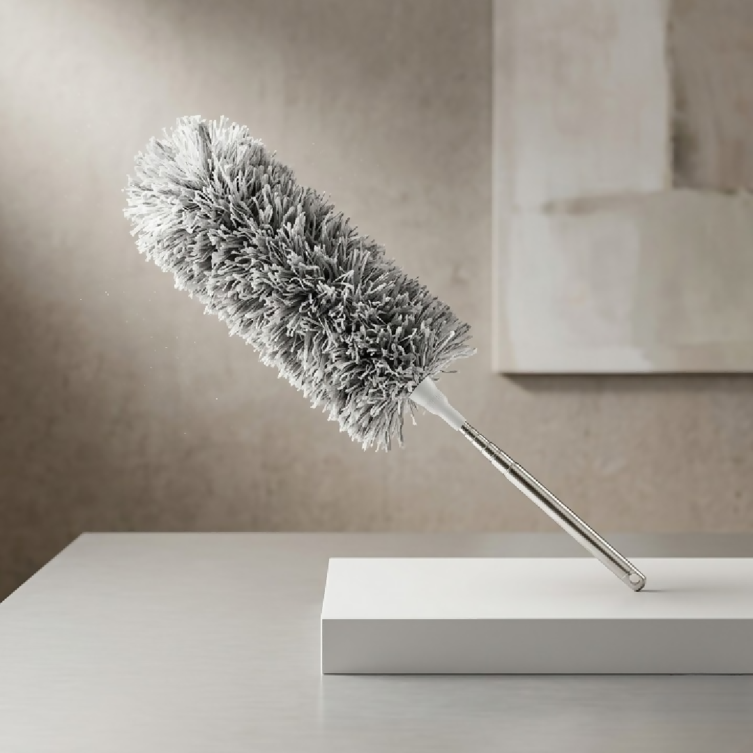 Grey Microfiber Flexible Duster Extendable Bendable Cleaning Tool with Telescopic Pole for High Ceilings Fans and Tight Corners