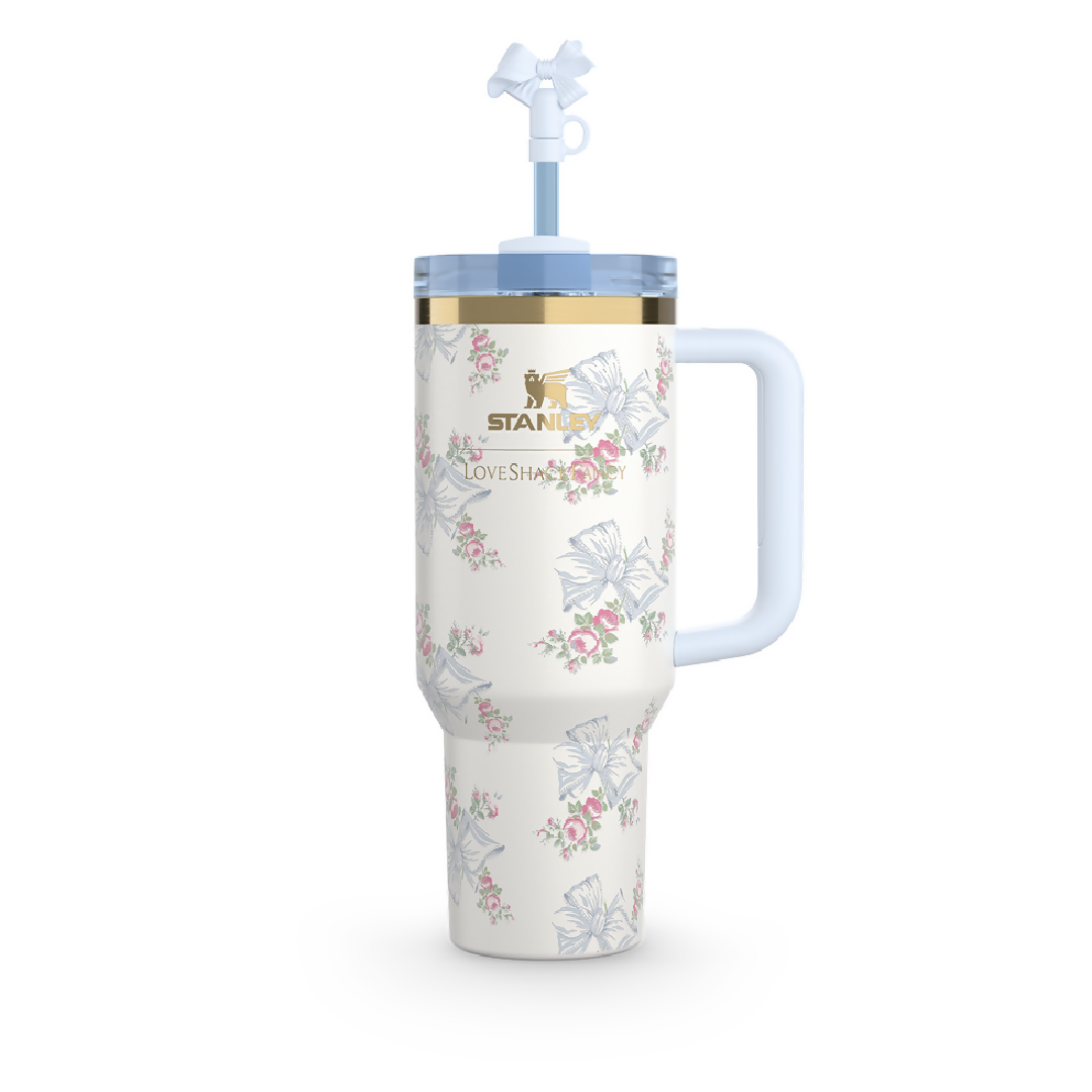 STANLEY X LOVE SHACK FANCY TUMBLER QUENCHER 40 OZ - PREMIUM GIFT BOX PACKAGING WITH STRAW TOPPER