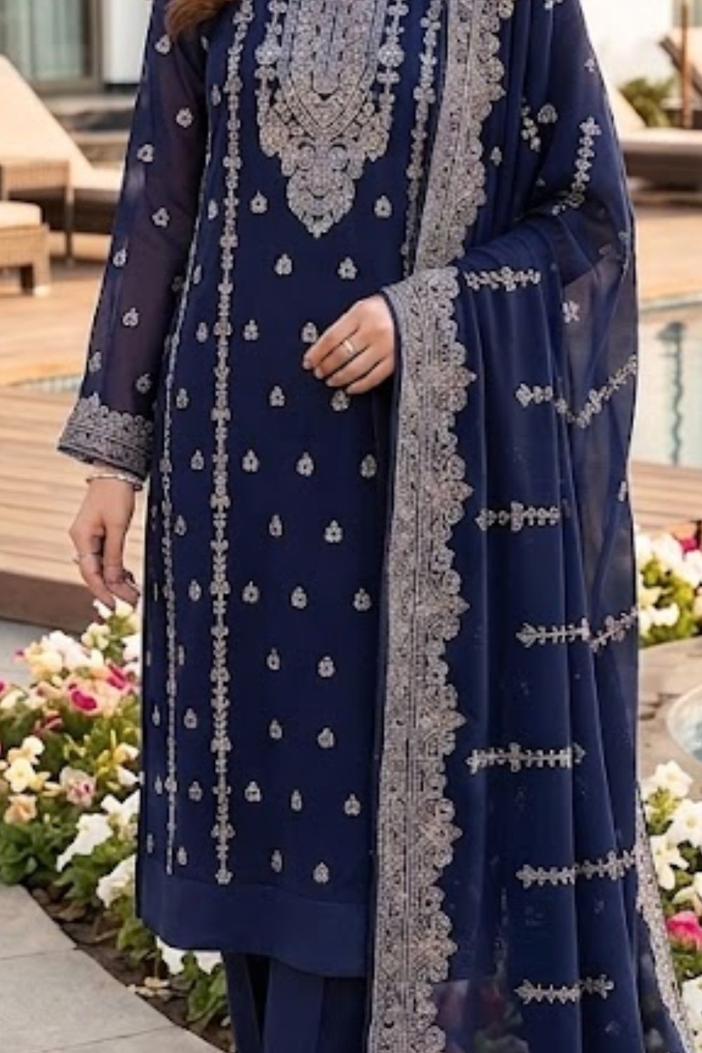Mushtaq 4PCS Embroidered Chiffon Collection Desgin - 3