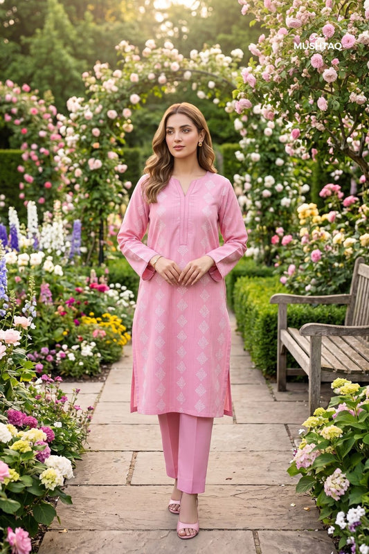 Mushtaq 2Pcs Stitched Printed Lawn Suit Zarnish Collection Desgin - 5