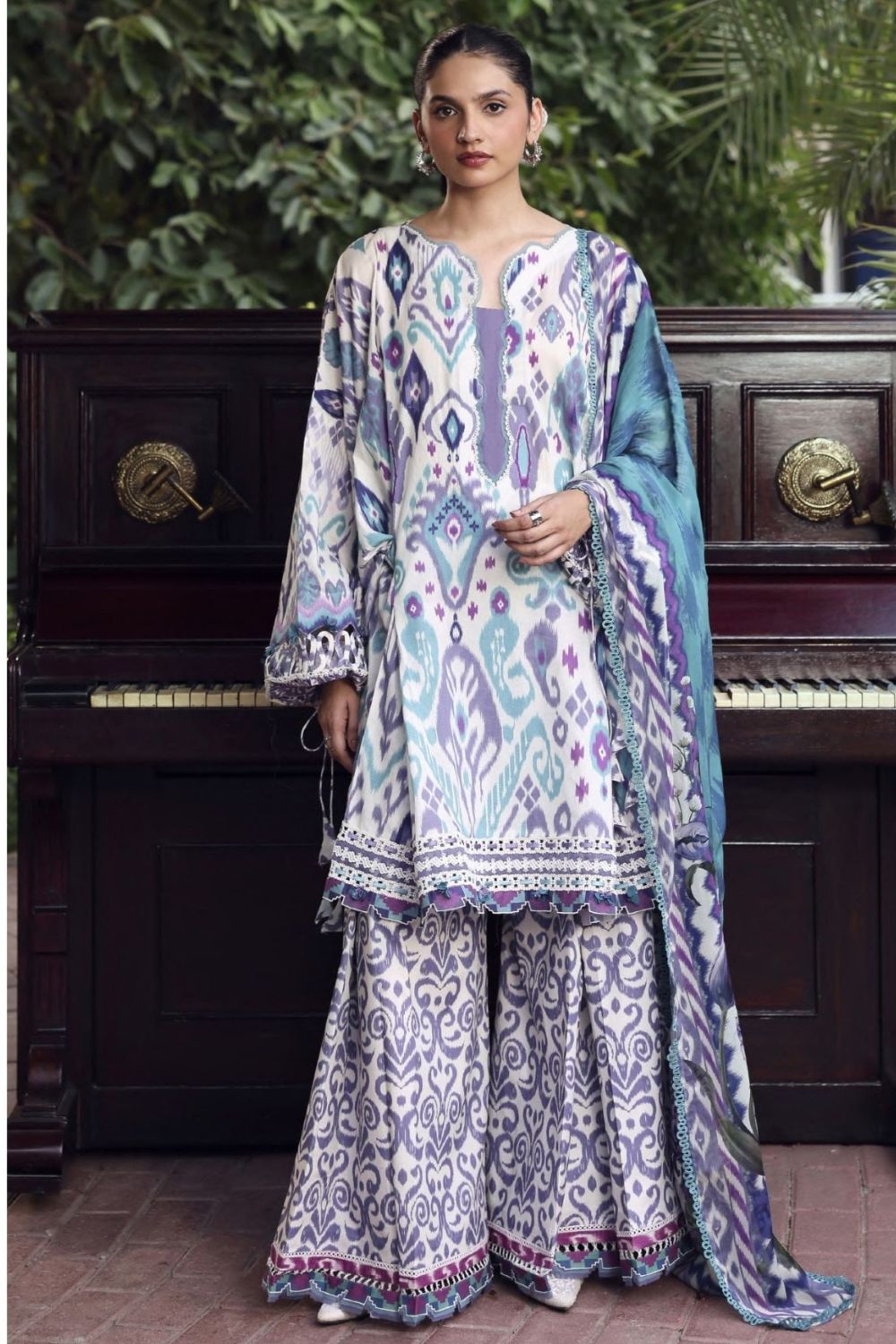 Elaf Premium 3Pc Unstitched Belladore  Printed Chiffon Suit EPA-2A PRISM