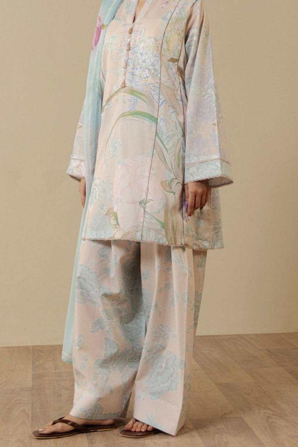 Zara Shahjahan 3 Pc Unstitched  Printed Lawn Suit Fiora-2B