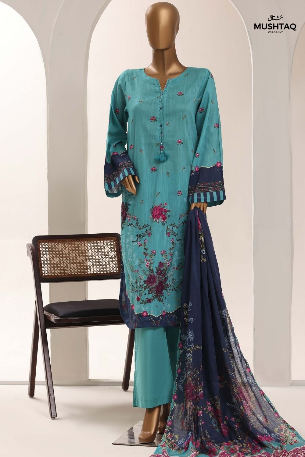 Mushtaq 3Pcs Stitched Printed Lawn Sadabahar Collection Desgin - 5