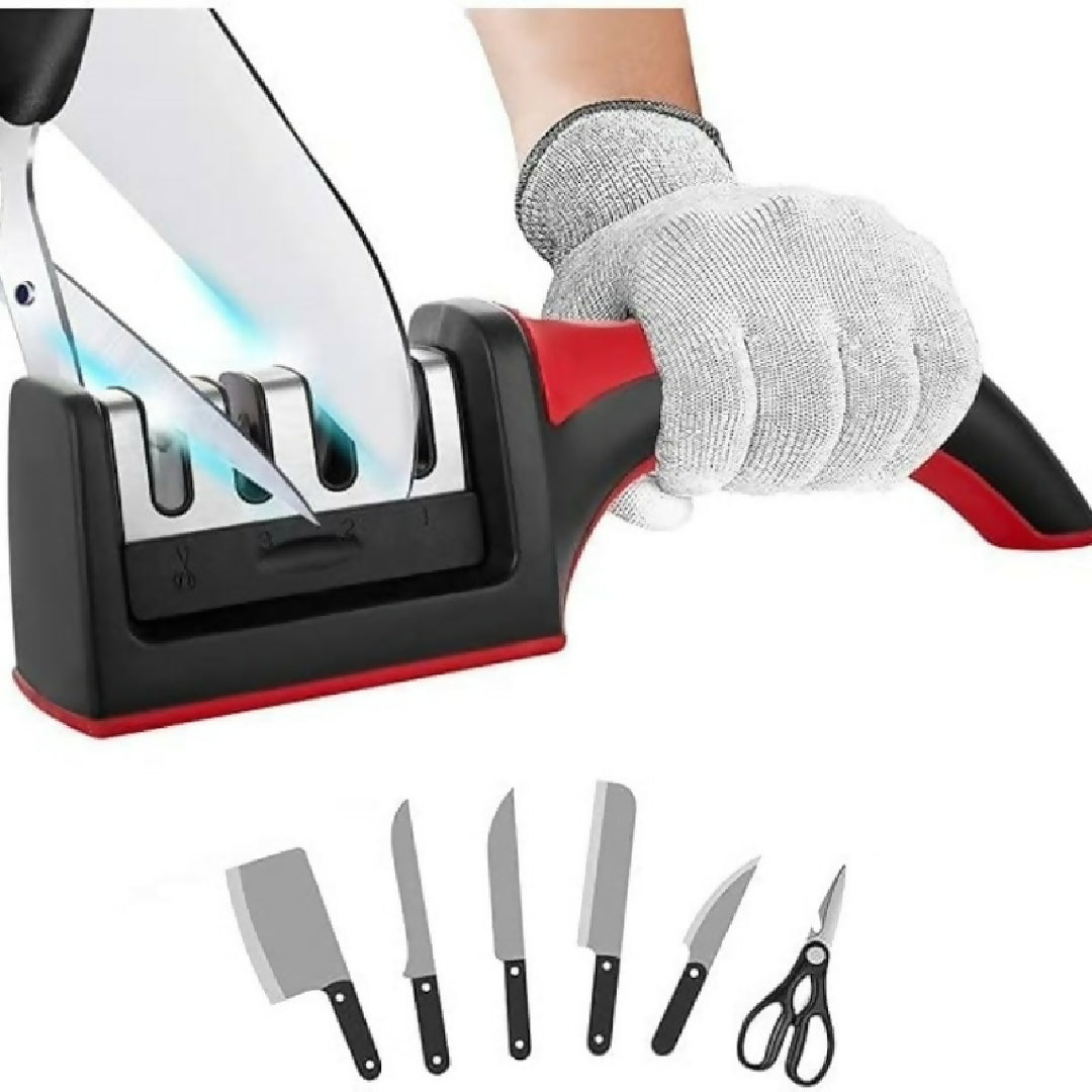 3 in 1 Knife Sharpener Set with Ceramic Peeler 3 Stage Blade Restorer