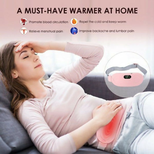 Electric Period Cramp Massager Vibrator Heating Belt for Menstrual Relief Pain Waist Stomach Warming Women