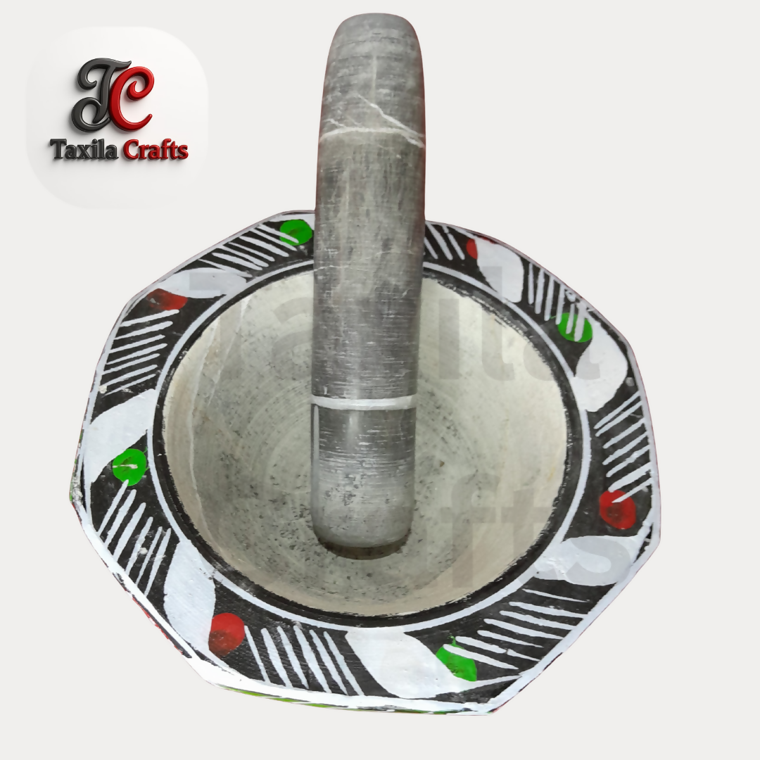 Taxila Crafts 9 Inch Taxila Hills Black Stone Mortar and Pestle Set with 8 Inch Stone Pestle