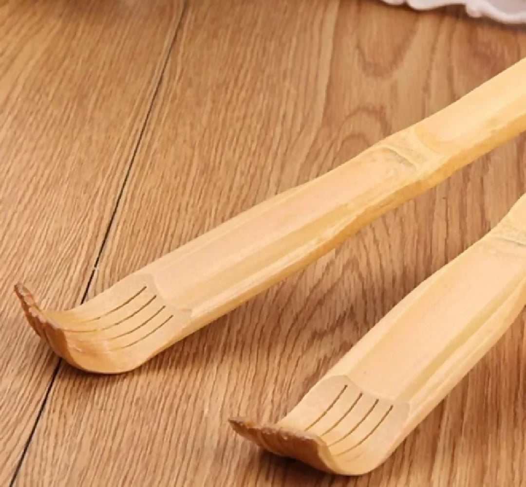 2 Pcs Wooden Back Scratcher Massage Stick Long Handle Backscratching Sticks with Roller for Itch Relief Body Relaxation