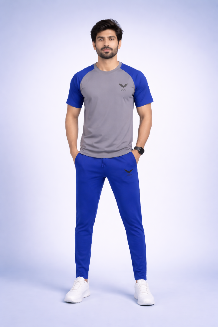 Premium Navy and Grey Track Suit Polyester