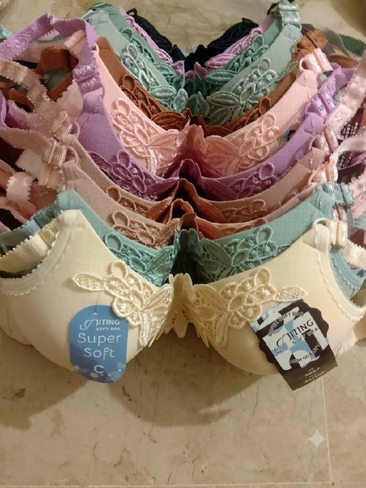 Copy of Mid Flower Style Premium Padded Comfort Bra – Soft Nylon Seamless Daily Underwire Lingerie Random Color