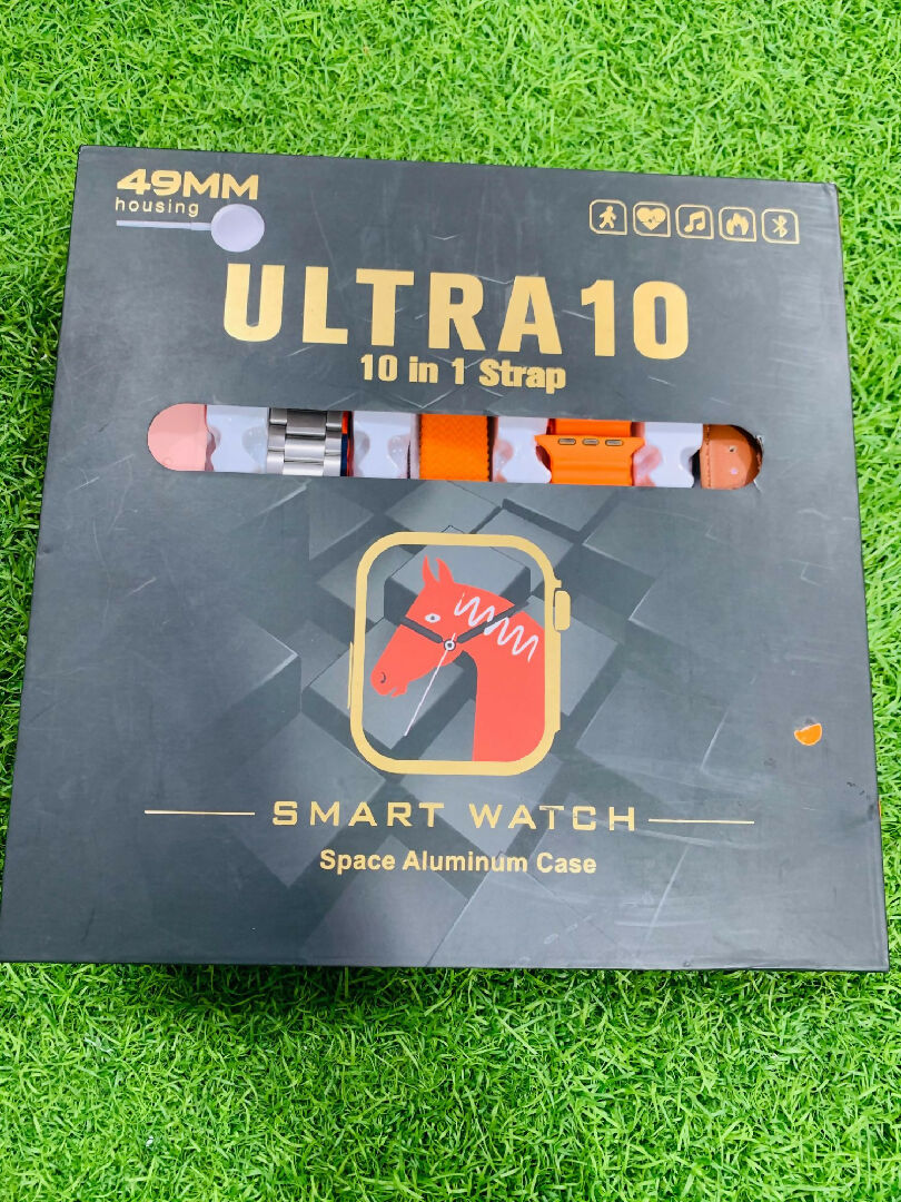 Ultra 10 Smart Watch 10 in 1 Straps Jelly Case BT Calling Super HD Display 49mm Multi color straps wireless charging Random color
