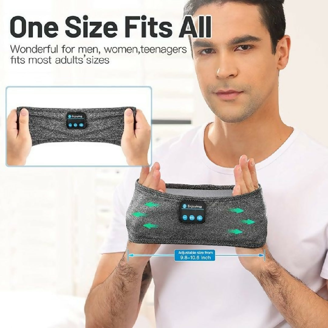2 in 1 Sports Sleep Bluetooth Headband Wireless Music Headphones with Built in Mic Elastic Eye Mask for Workout Travel Relaxation