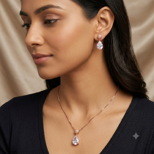 Zircon Tear Drop Set in Clear Crystal