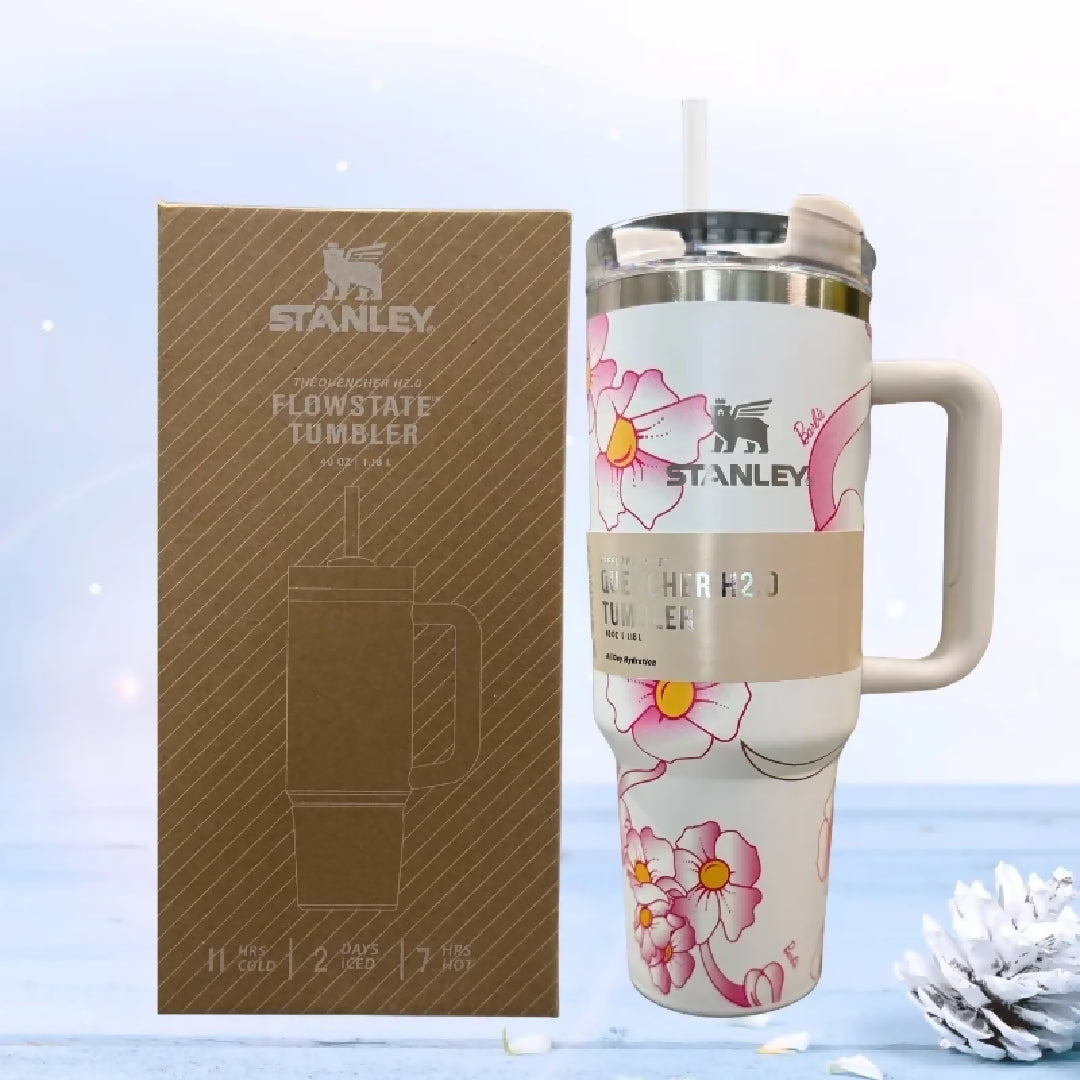 White Barbie Stanlay Tumbler H2-0 Tumbler 1-18L Limited Edition Double Wall Vacuum Insulated
