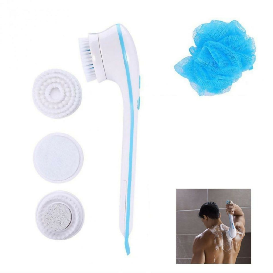 Electric Shower Brush 5-in-1 Spin Spa Cell Operated Full Body Cleansing Exfoliating Brush