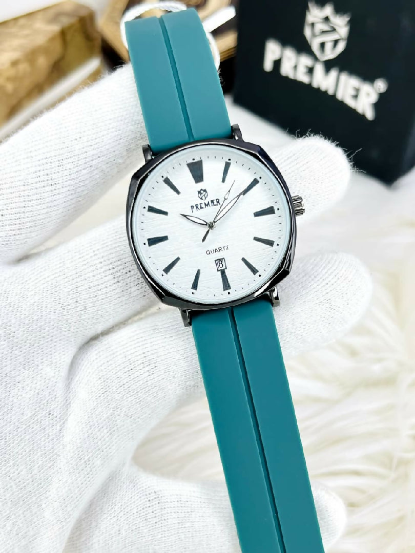 Premier Classic Texture Dial Silicone Strap Watch