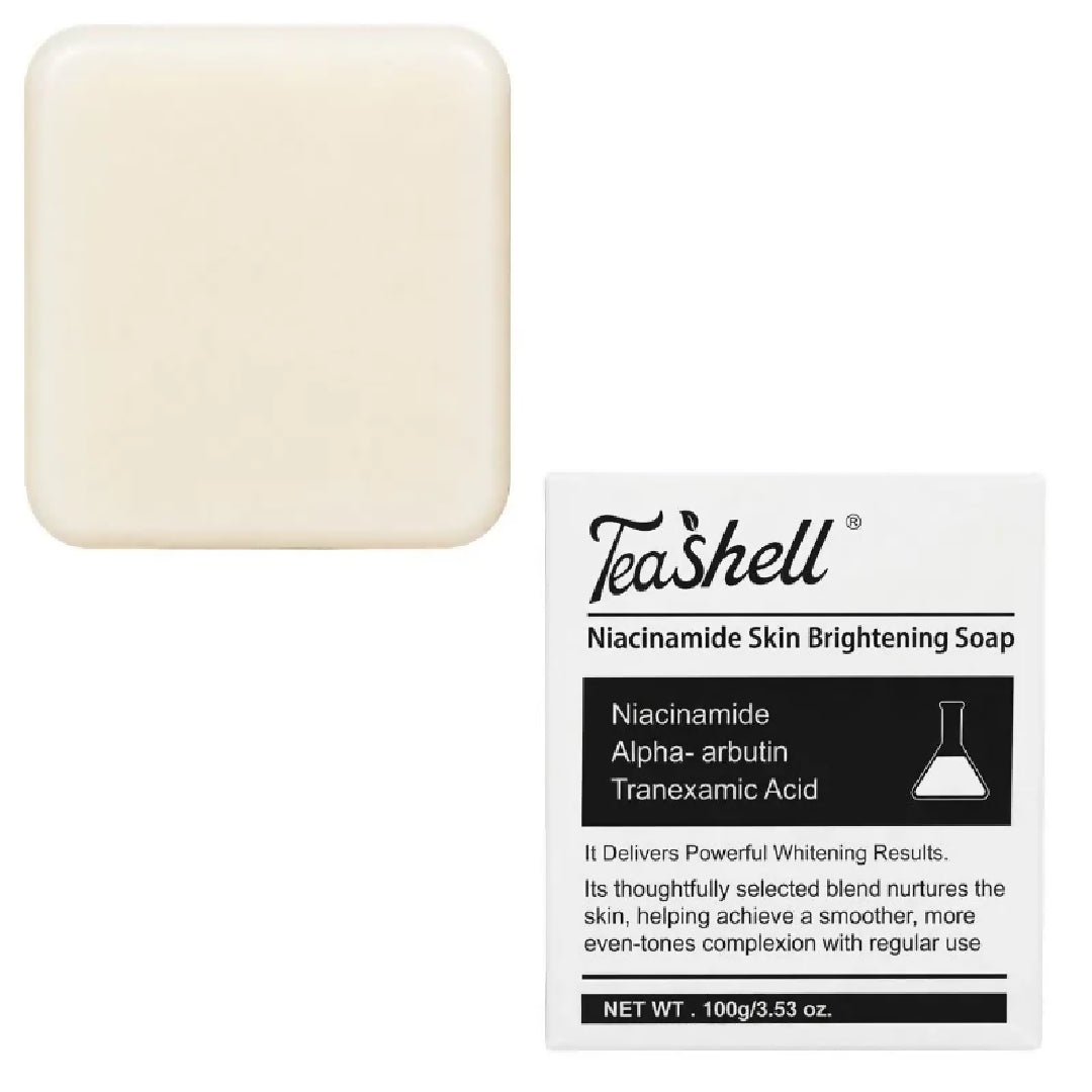 TeaShell Niacinamide Skin Brightening Soap Face Body Brightening Bar with Niacinamide Alpha Arbutin Tranexamic Acid Deep Cleansing Formula For Men Women 100g