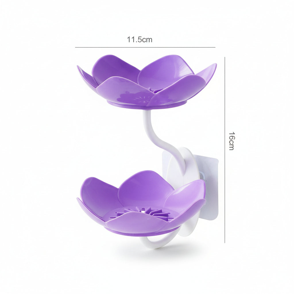 Lotus Flower Wall-Mounted Soap Holder - Self-Draining Bathroom and Kitchen Organizer - Pack of 1