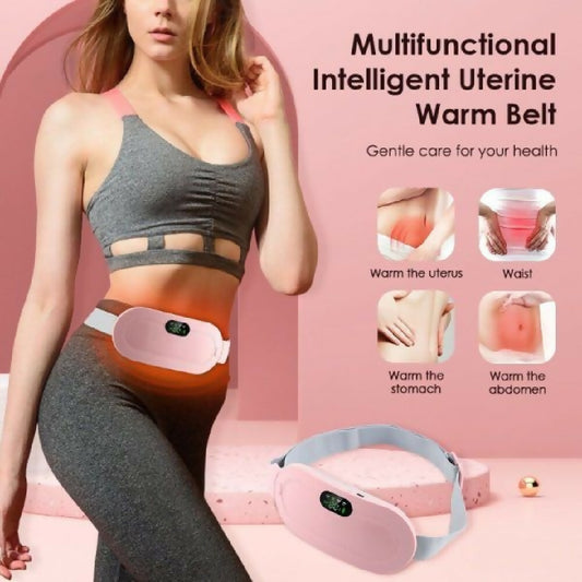 Electric Period Cramp Massager Vibrator Heating Belt for Menstrual Relief Pain Waist Stomach Warming Women
