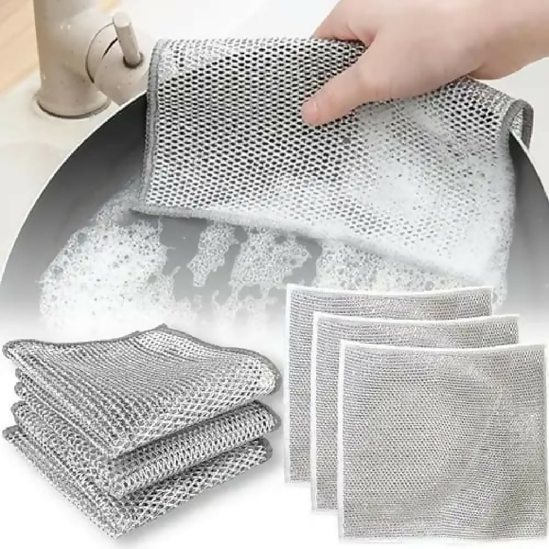 Pack of 10 Dish Washing Cleaning Cloth - Wire Dish Washing Rugs for Kitchen Dishes