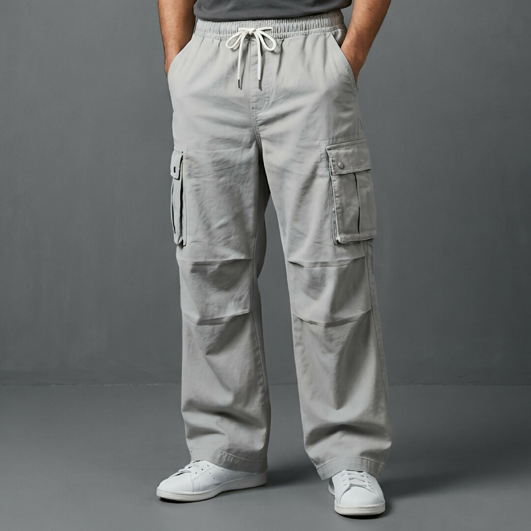 Mens Baggy Style 6 Pocket Cargo Trouser Light Grey