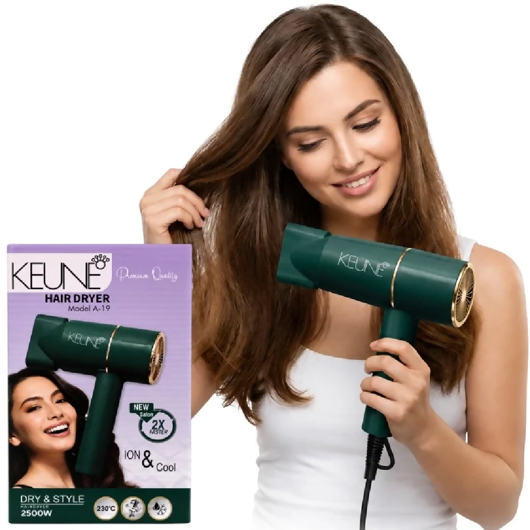 KEUNE A-19 Hair Dryer 2500W Professional Salon Hair Dryer 2X Faster Drying Hot and Cold Air Ionic Hair Care