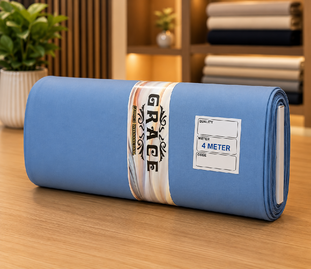 Premium Wash Wear Unstitched Suit Fabric Sky Blue 4 Meter