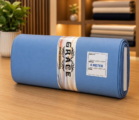 Premium Wash Wear Unstitched Suit Fabric Sky Blue 4 Meter