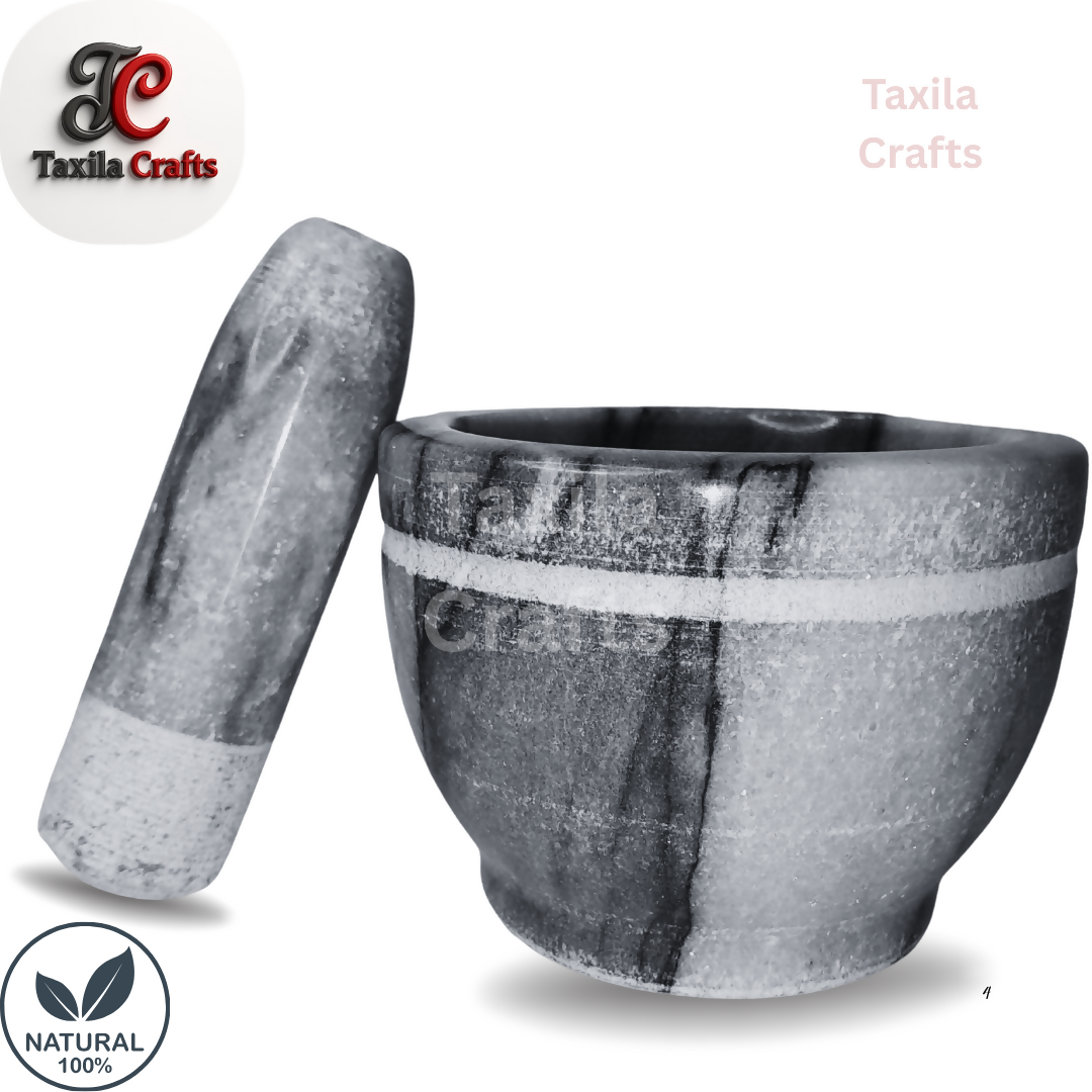 Medium Size 6x4 Inch Marble Mortar with Marble Pestle – Premium Stone Grinder for Spices