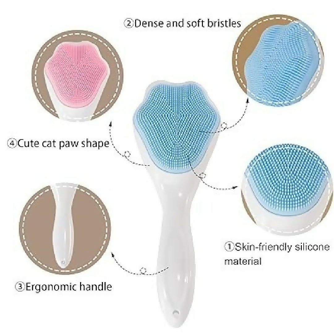 1 PCs Silicone Face Scrubber Exfoliating Brush Manual Handheld Massager Facial Cleansing and Blackhead Scrubber Soft Bristles for Face Skincare Random Color