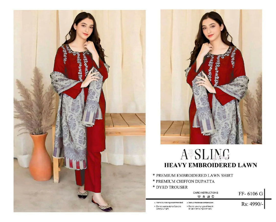 Most Hit Codes Fully Embroidered LAWN 3Pc With Nino karra Printed Dupatta SUMMER Collection