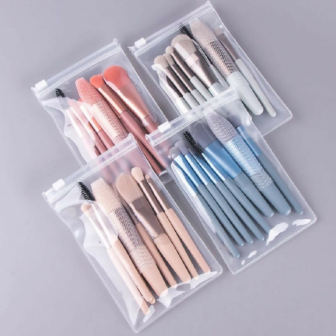 8pcs Travel Makeup Brush Kit Mini Cosmetic Brush for Face Foundation Blush Eye Shadow Wooden Handle random color