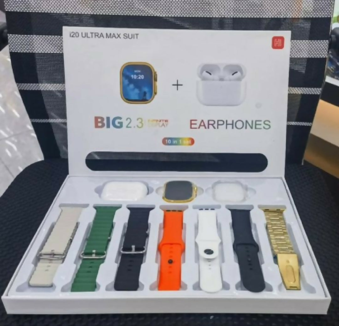 i20 Ultra Max SmartWatch 7 Free Wireless Earbuds Your All in One Smart Fitness And Communication Bundle