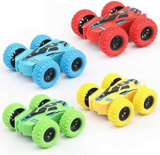 Push and Go Friction Powered 360 Rotating Double Sided Flip 4 Wheel Stunt Car Toy 1 Piece