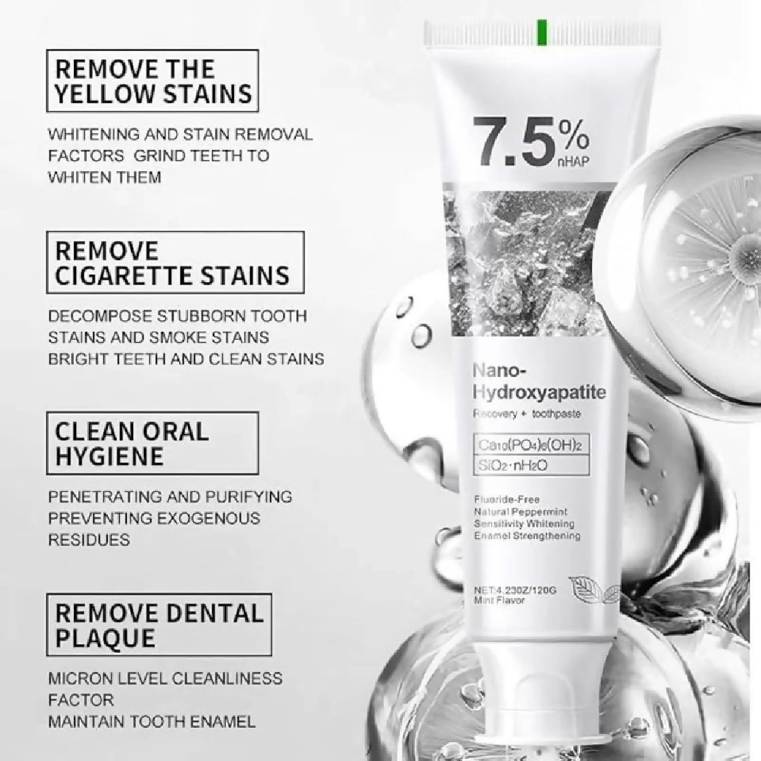 75 Nano Hydroxyapatite Toothpaste Deep Cleaning Advanced Enamel Protection Fluoride Free Mint Toothpaste for Sensitive Teeth Fresh Breath Daily Oral Care