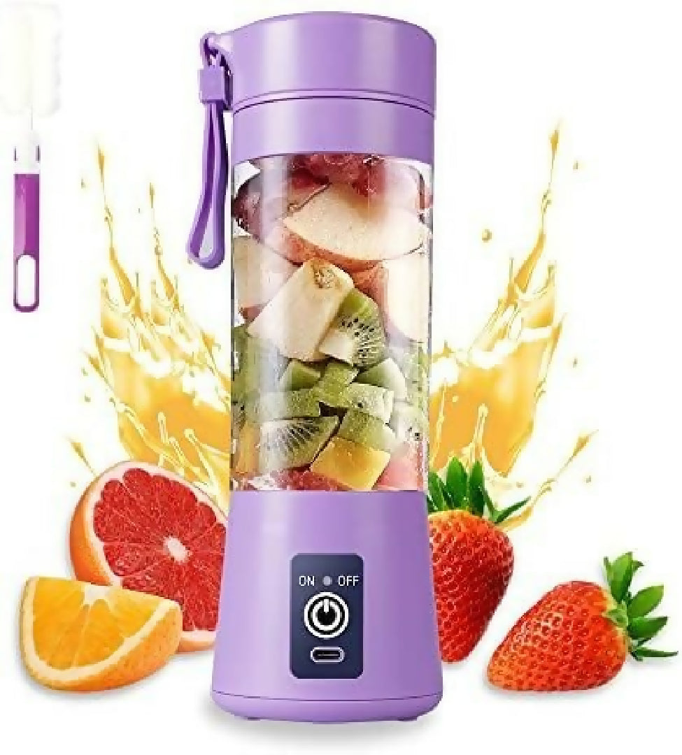 Rechargeable Portable Mini Juicer Blender - 6 Blades 380ml Outdoor Juicing Cup Random Color - With Box