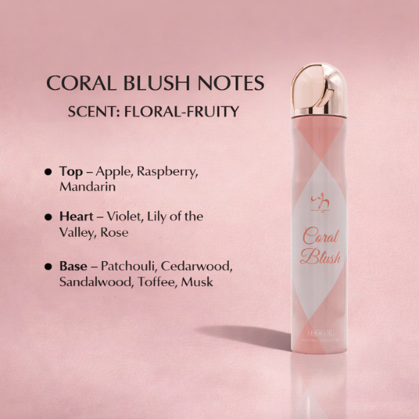 Coral Blush Deodorant Body Spray for Women