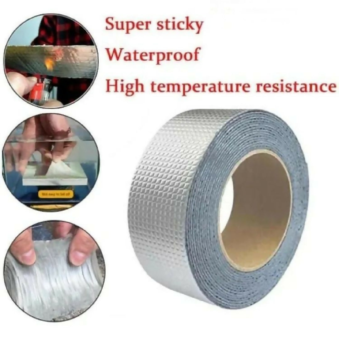 1 5m Super Strong Waterproof Butyl Aluminum Rubber Foil Tape Repair Adhesive Leak Proof Tape Seal For Surface Crack Pipe Rupture High Strength Double Side Adhesive Tissue Tape Magic Tape Strong Tape
