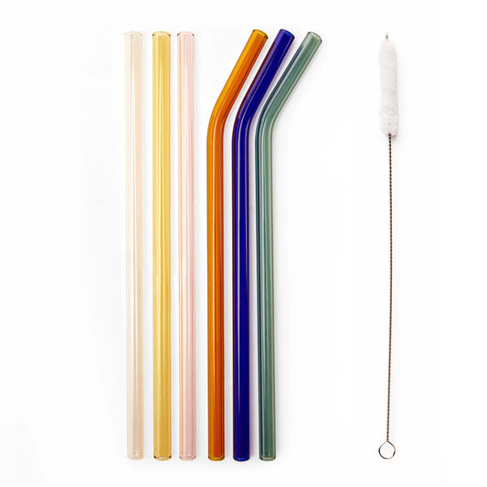 Glass Straw Multi Color 7 Piece
