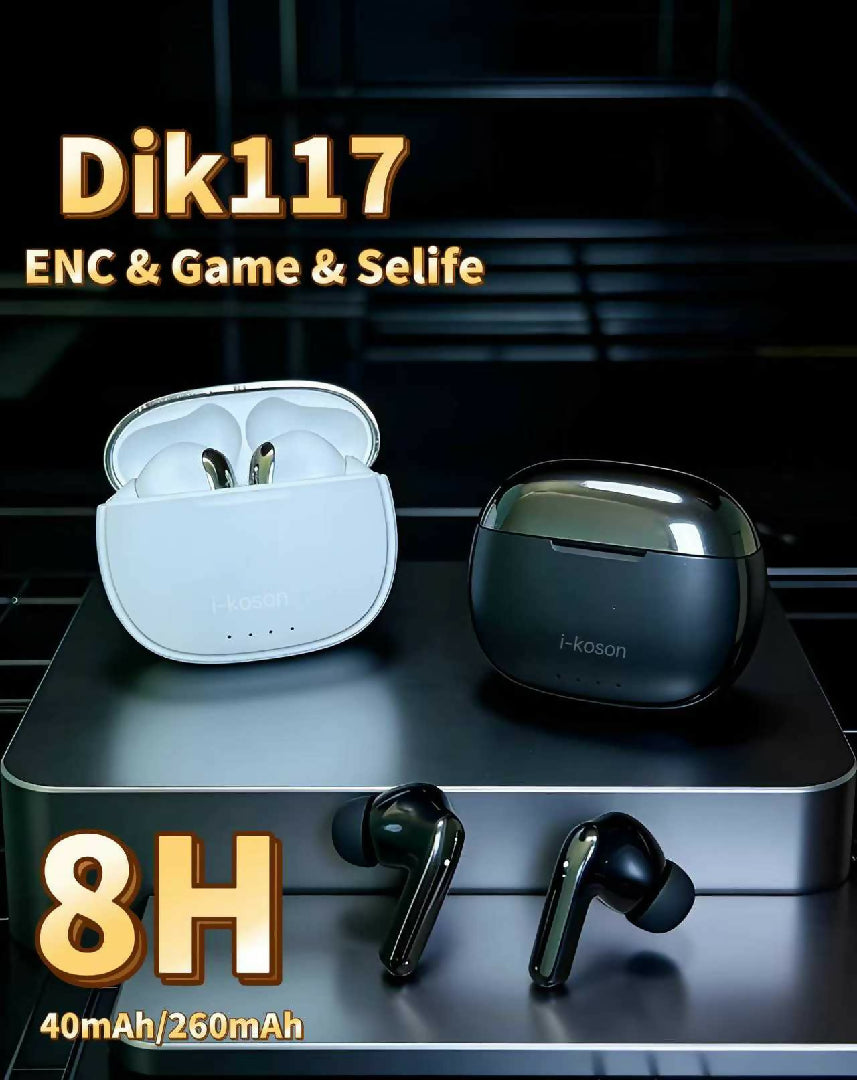 I KOSON DIK117 Wireless Earbuds Bluetooth 5 3 Headphones with Remote Selfie Control 8H Music Time 57H Standby And Crystal Clear Audio