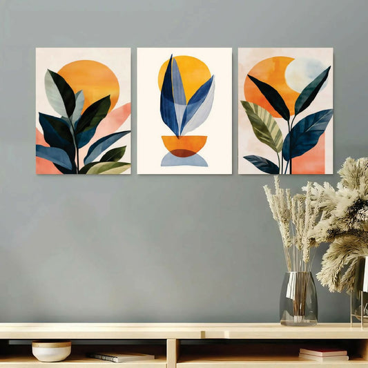 Set of 3 Premium Wall Art Photo Tiles Modern Home Decor Sets 8x11