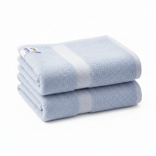 500 GSM Combed Cotton Towel Set Pack of 2 (Bath Towel + Bath Sheet) Light Blue