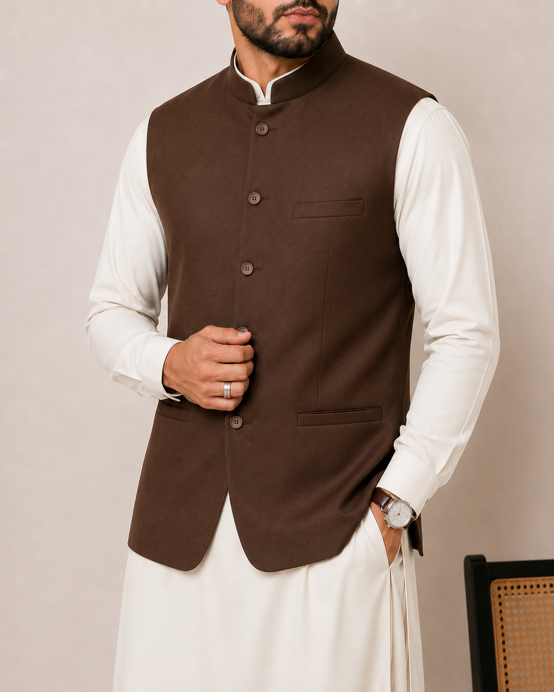 Brown V-Coat OV-701