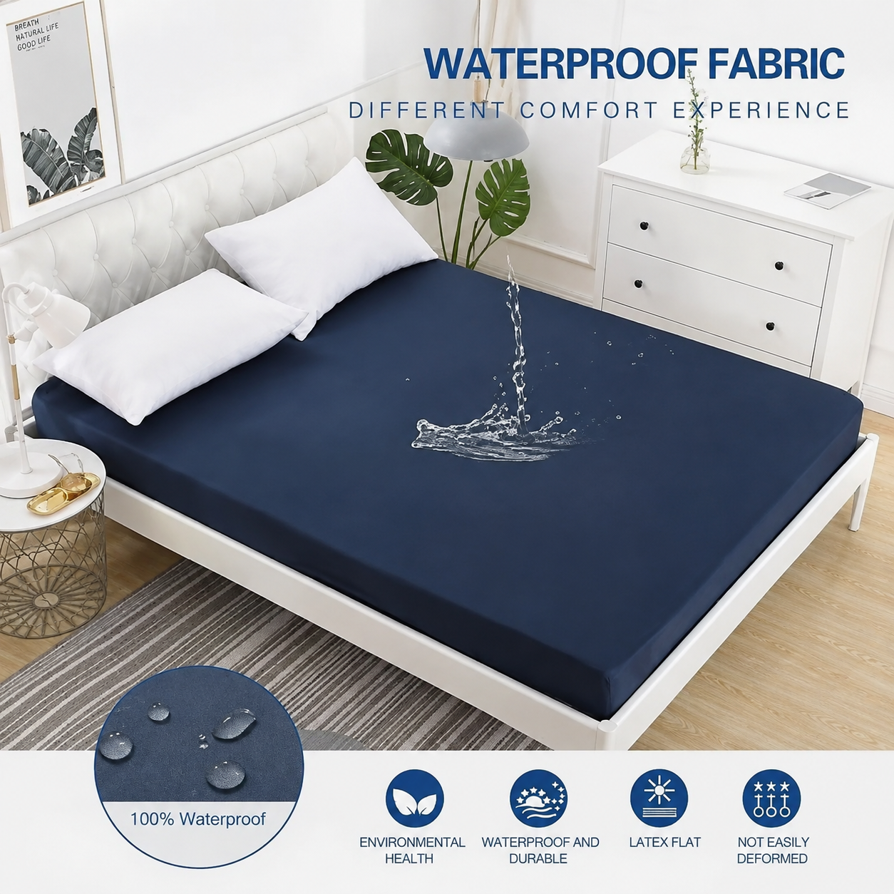 Imported Quality Waterproof Mattress Cover In Fitted Sheet Style For King or Double Size 72 BY 78 Premium Quality Mattress Protector with Strong Elastic Grip All Sizes Available