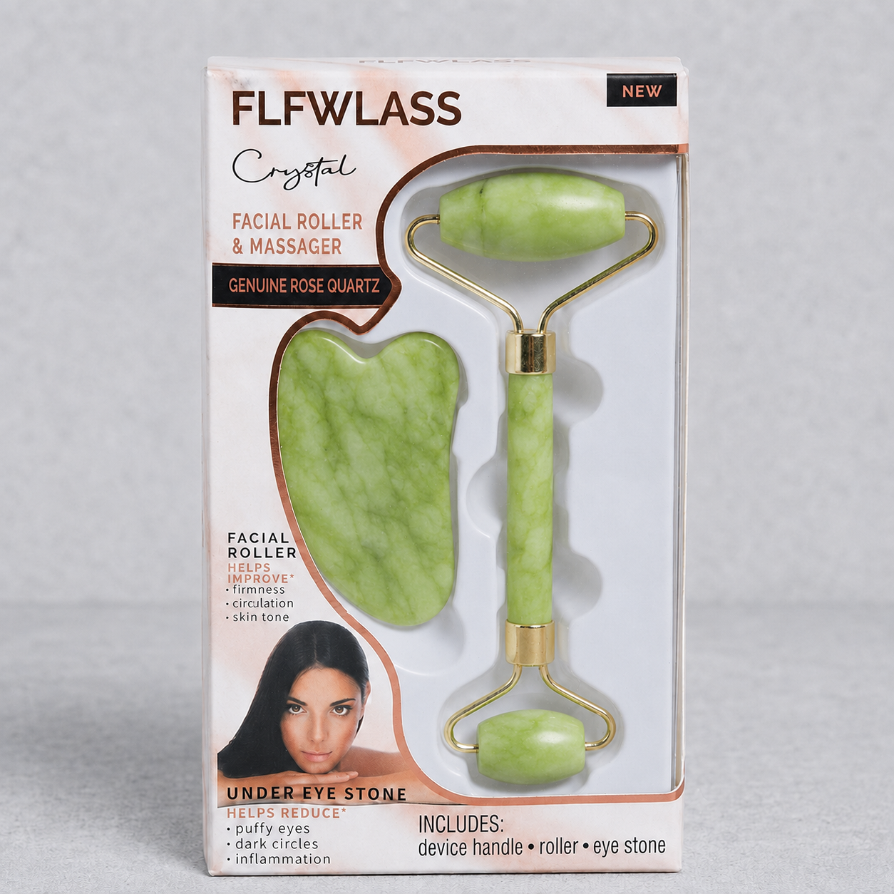 Jade Roller Facial Massager with Gua Sha Tool