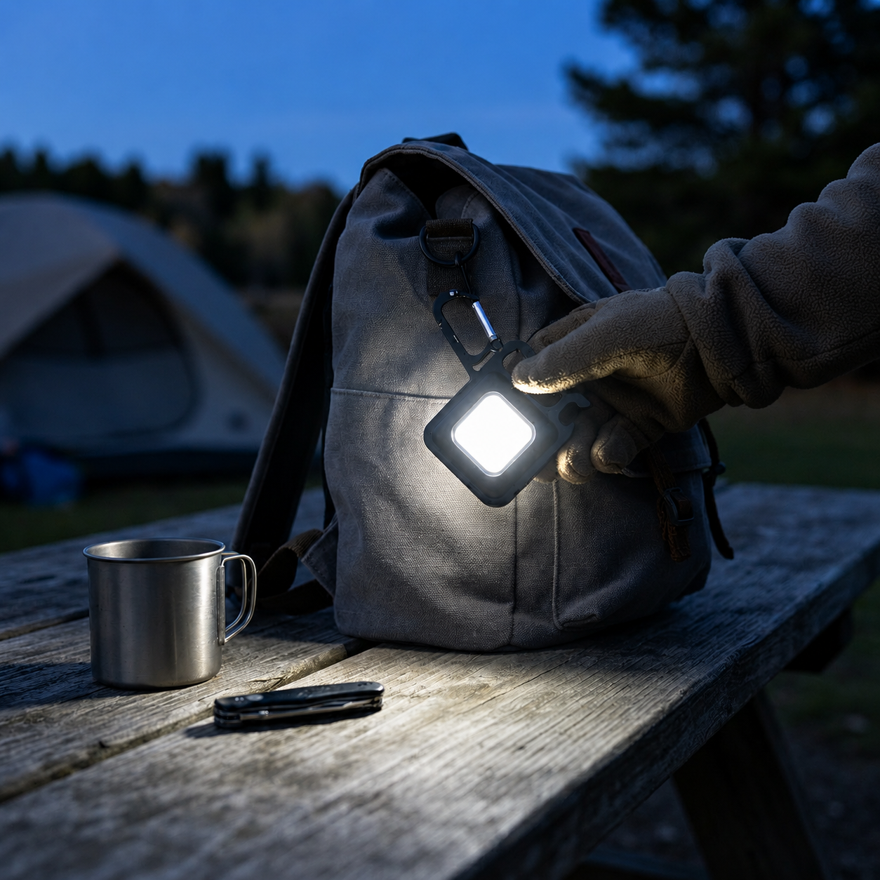 Pocket Flashlight Mini Keychains Work Light New Portable USB LED Rechargeable Outdoor Camping Corkscrew